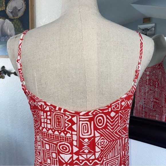 Womens Printed Scoop Neck Sleeveless Spaghetti Strap Midi Maxi Dress Orange Sz M - Picture 6 of 10